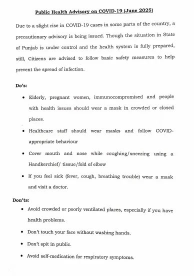 Public Health Advisory on Covid
