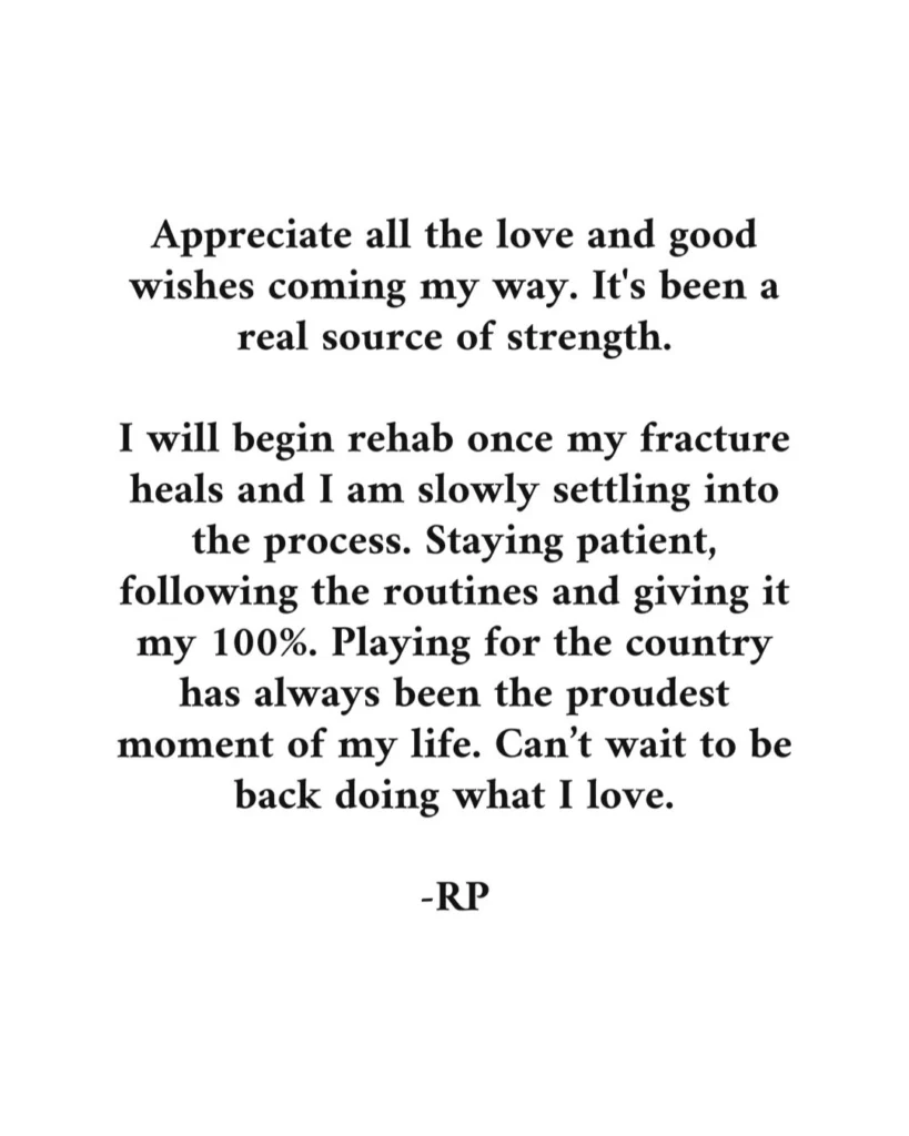 ऋषभ पंत पोस्ट