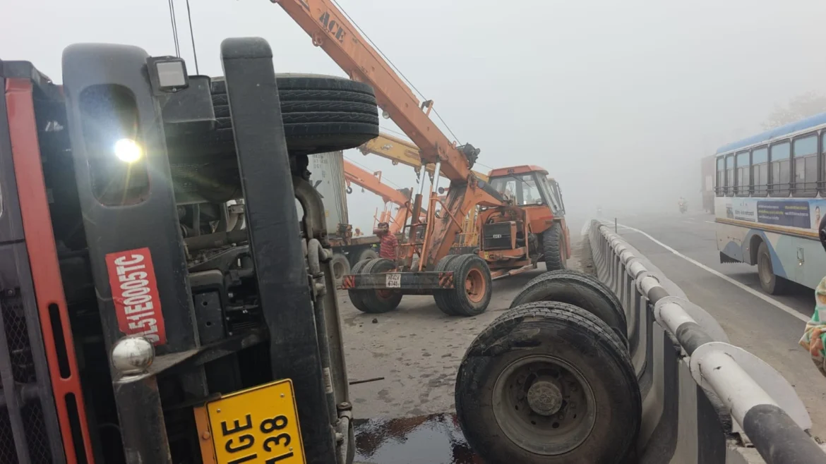 सोनीपत के गन्नौर में घने कोहरे से हादसा, NH-44 पर दर्जनों वाहन आपस में टकराए