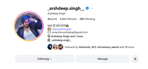 Arshdeep Singh INSTA
